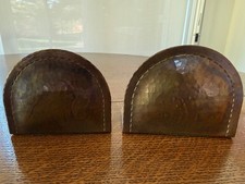 ANTIQUE ROYCROFT ARTS & CRAFTS HAND-HAMMERED COPPER BOOKENDS - SIGNED picture
