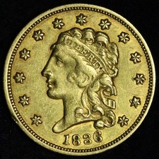 1836 Gold $2.50 Quarter Eagle AU++ E296 WYLAX picture