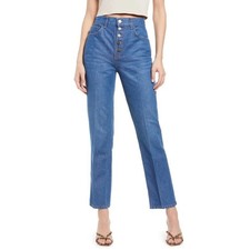 Reformation Cynthia Zenia Blue High Rise Straight Jeans Button Fly Size 28 picture