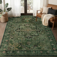 Vintage Dark Green Area Rugs 5x7 for Living 5' x 7' (Rectangular), picture