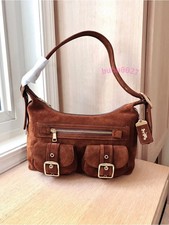 NWT🐎Coach Allison Suede Zip Top Shoulder Bag Warm Brown CFO84 Fall Pockets picture