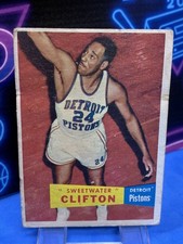 1957-58 Topps Nat Sweetwater Clifton #1 Detroit Pistons Vintage Basketball RC GD picture