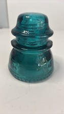 Vintage Aqua Blue Glass Telegraph Insulator Made in USA picture