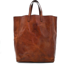 genten CERCHI Leather Logo Tote Bag brown Made in Italy fashion men's Serviced picture