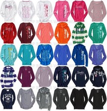AEROPOSTALE WOMENS LONG SLEEVE T-SHIRT AERO LOGO GLITTER HOODIE V-NECK CREW NWT picture