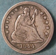 1844-O Seated Liberty Silver Quarter Near High Grade Old US Coin #593 picture