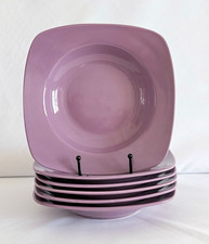 Set of 6 Flirt by R&B Ritzenhoff & Breker Purple Square Soup Pasta Bowls 8.25” picture