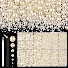 13000Pcs Flatback Pearls for Crafting (Ivory White/Beige), Assorted Size 2/3/4/5 picture