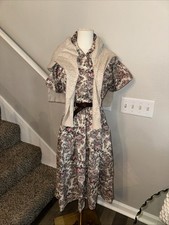 Shirtdress  Cotton  Vintage Paisley Collared Floral Button Dress Flare 10P 90s picture