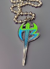 2009 WWE Jeff Hardy Enigma Necklace Green Blue Authentic Pendant Ball Chain picture