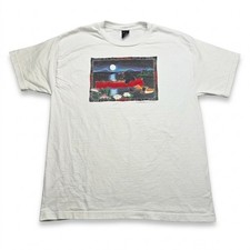 Jim Morris Size L Mens Bear Canoe T-Shirt Harriet Peck Taylor Nature Art White picture