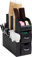 Cup and Condiment Station, Countertop Organizer, Coffee Bar, Kitchen, Stirrer... picture