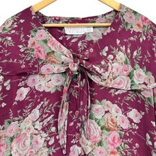 VTG 90s Passports Pier 1 Floral Midi Dress Cottagecore Grunge Rose Tea Dress L picture