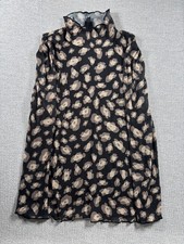 W5 Women's Medium Black and Beige Sheer Leopard Print Mesh Top picture