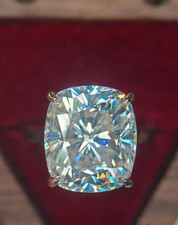 RARE 4.90 Ct Cushion White Treated Diamond Ring, 925 Silver, Excellent Luster picture