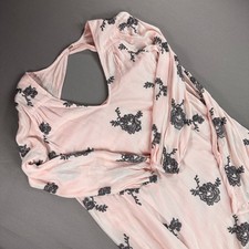 Free People Mini Dress Womens M Pink Excellent Embroidered Boho Open Back Tunic picture