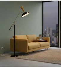 Rare Hand-Forged Brass Diabolo Floor Lamp Italian MCM Articulated Custom Finish picture