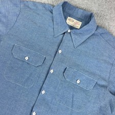 Dickies Chambray Work Shirt Men XL Blue Short Sleeve Button Up Pockets Utility picture