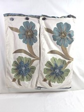 Pier1 Imports Floral Embroidered 2 Pillow Cover Cushion Teal Green Cream picture