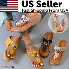 Low-Wedge Women Orthopedic Sandals Casual Flat Shoes Flip Flops Ladies Anti-Slip picture