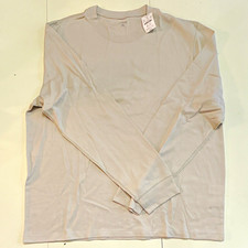 J.CREW Men’s Long Sleeve Crew Neck T-Shirt 2XL Beige Solid Cotton Knit NWT picture