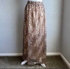 New Zara $119 Sequin Sparkly Gold Bronze Long Maxi Skirt Large 3920/107 picture
