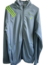 Adidas Large Full Zip L/S Jacket Gray with green stripes. picture