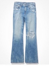 American Eagle Outfitters Low Rise Baggy Flare Jean Women Size 14 Short picture