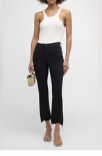 Mother The Insider Crop Step Fray Jeans 29 Not Guilty Black Stretch Denim picture