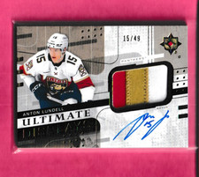 🔥2025-26 Upper Deck Ultimate Anton Lundell 3 CLR Patch Auto 1/1 JRSY ##15/49 🔥 picture