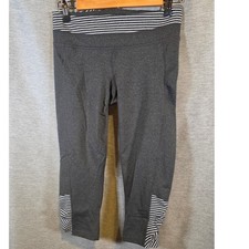 Athleta Balance Gray White Stripe Capri Athletic Crops Sz Small S picture