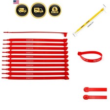 R 100 Red Plastic Seals Truck Trailer Seals Numbered Security Tags Tamper Evi... picture