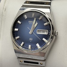 Vintage Seiko Quartz Watch 7546-8159 Blue Dial Fauceted Crystal 6.75” - New Bat picture