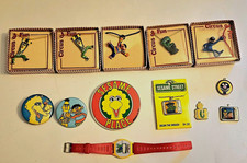Lot of Vintage Sesame Street Jewelry & Pins Muppet Babies Watch 13 pieces in all picture