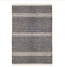 2 X 3 Ft Jute Wool Annie Selke Dash & Albert MALTA Black White Mat Rug 2x3 Ft picture