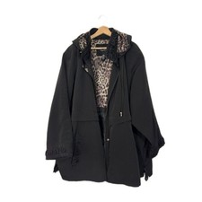 Maggie Barnes Women's Hooded Coat Raincoat Size 4X Black Leopard Outdoor Mobwife picture