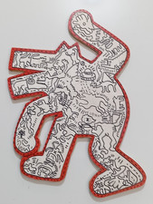 Keith Haring painting painted on wood , signed stamped vintage. picture