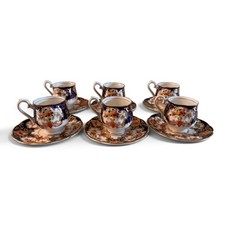 Antique Royal Albert Crown China Demitasse Cup & Saucer Derby Imari 1920's Set 6 picture