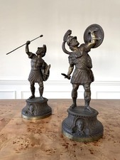 1886 Nicholas Muller & Sons Spelter Warrior Statues, Antique Pair picture