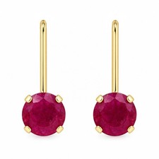 GENUINE 2.24 Cts RUBY DANGLING EARRINGS 14K GOLD - Free Appraisal Service picture