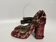 Vtg Dolce & Gabbana Velvet Flower Mary Jane Heels 38 picture