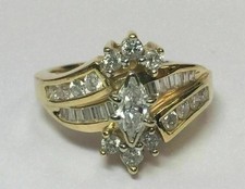 2Ct Marquise Cut Lab Created Diamond 14k Yellow Gold FN Wedding /Engagement Ring picture