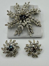 Vintage Sarah Coventry RARE Brooch Earring Set Evening Snowflake Demi  Parure picture