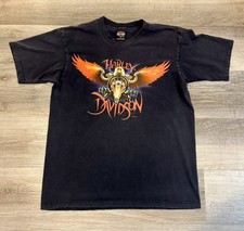 VTG 90s Harley-Davidson Motorcycles Honolulu Eagle Bull Skull Graphic Tee Shirt  picture