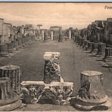 c1900s Pompeii, Italy Basilica Roman Forum Ruins Columns Archeological Site A355 picture