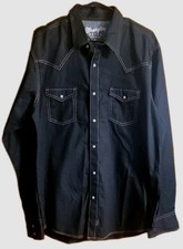 Wrangler Retro XL Mens Western Pearl Snap Shirt Navy Dark Blue Contrast Stitch picture