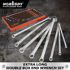 8PC Extra Long Double Box-End Wrench Set Metric 8–24 mm 15° Offset 12-Point CR-V picture