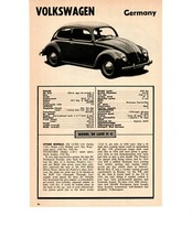 1954 VOLKSWAGEN MODEL DE LUXE H C ~ ORIGINAL SMALLER SPECS ARTICLE / AD picture