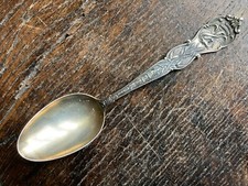 Antique Sterling BAKER MANCHESTER ILLINOIS Souvenir Teaspoon Eagle Corn Wheat picture