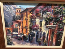 🎨 Howard Behrens “Village Hideaway” Signed Hand-Embellished Canvas Masterpiece picture